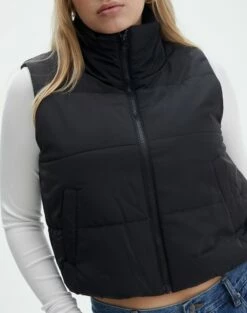 Cropped Puffer Vest -Glassons Store r sloan cropped puffer vest black imageback vs49501rcml
