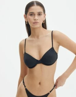 Strappy Ruched Bikini Bottom -Glassons Store reef balconette top black front ga52510rpln