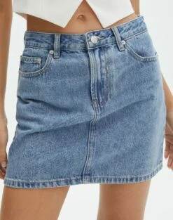 Mid Rise Denim Skirt -Glassons Store remi high rise denim skirt riley vintage wash full ss145806rdnm