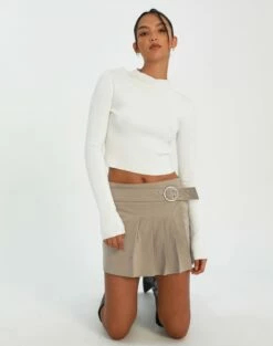 Belted High Waist Pleated Mini Skirt -Glassons Store riggs cargo pleated mini skirt on the rocks detail ss92078ben