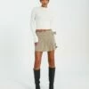 Belted High Waist Pleated Mini Skirt 2 Belted High Waist Pleated Mini Skirt -Glassons Store riggs cargo pleated mini skirt on the rocks front ss92078ben 1