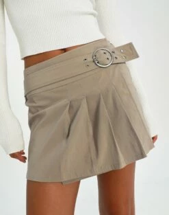Belted High Waist Pleated Mini Skirt -Glassons Store riggs cargo pleated mini skirt on the rocks full ss92078ben