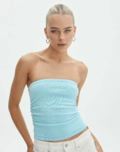 Strapless Ruched Knit Bandeau 32 Strapless Ruched Knit Bandeau -Glassons Store riley rouched side boobtube aqua siren front kv85755vn