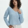 Knitted V Neck Jumper -Glassons Store rowan ribbed v neck icecap front kl124074che 2