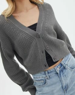 Button Front Long Sleeve Cardigan -Glassons Store roy rib cardi keep your coal imageback kc78979oca