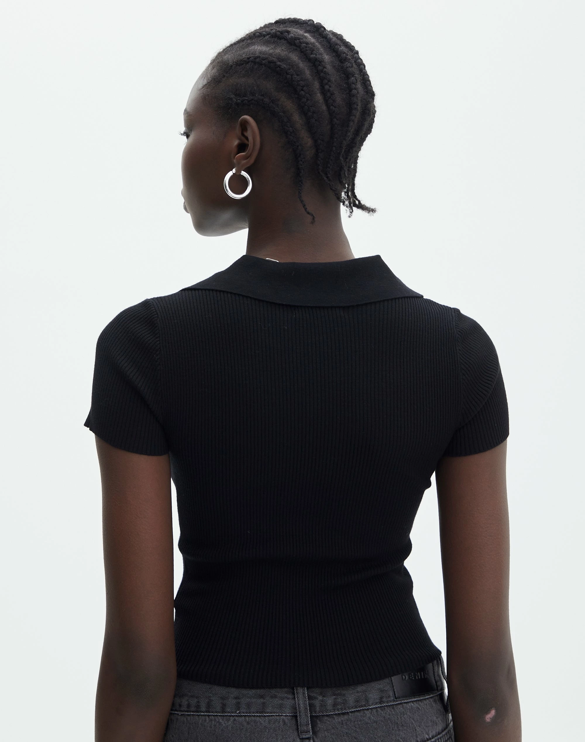 Collared Ribbed Knit Crop Top 5 Collared Ribbed Knit Crop Top - Image 3