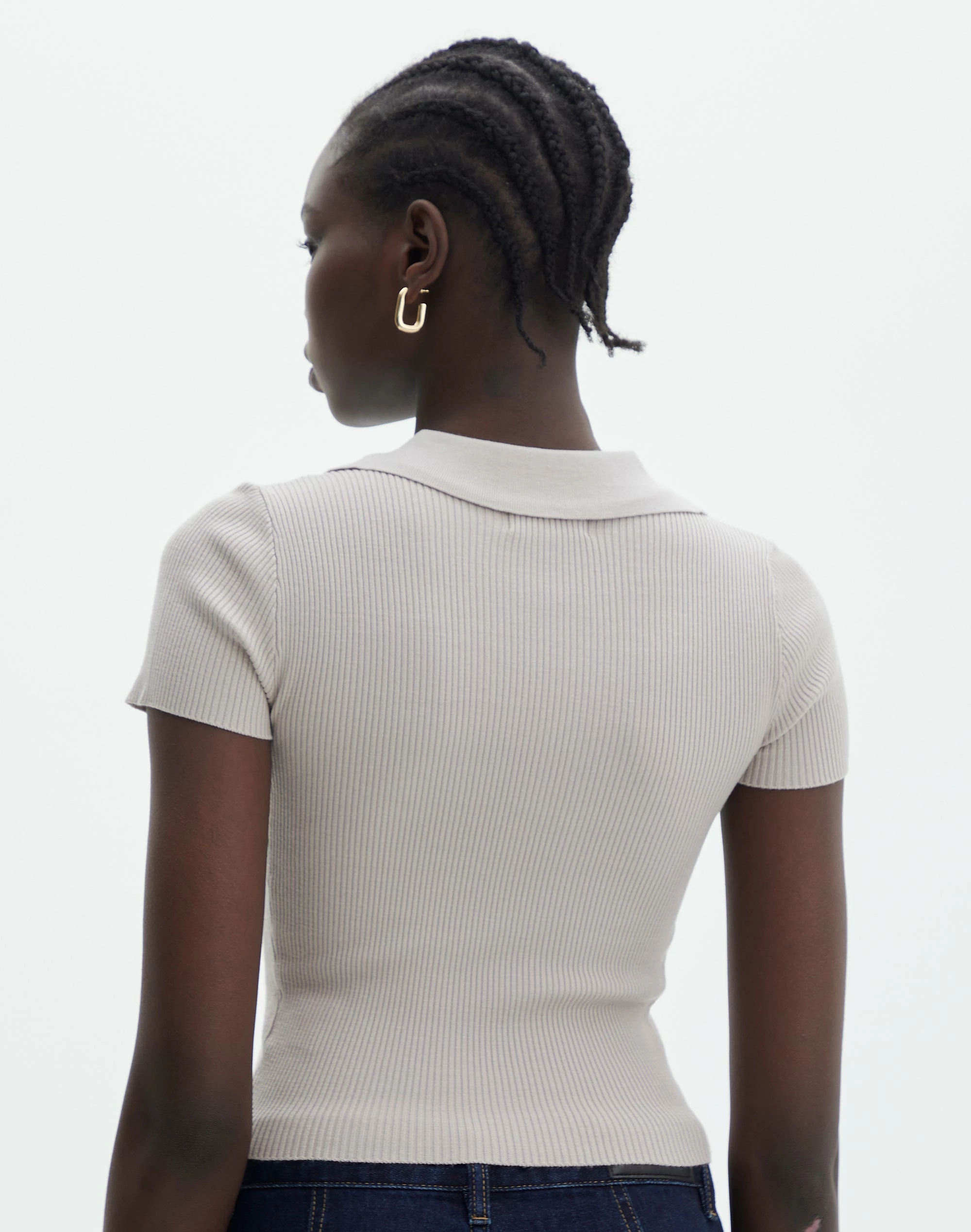 Collared Ribbed Knit Crop Top 10 Collared Ribbed Knit Crop Top - Image 8