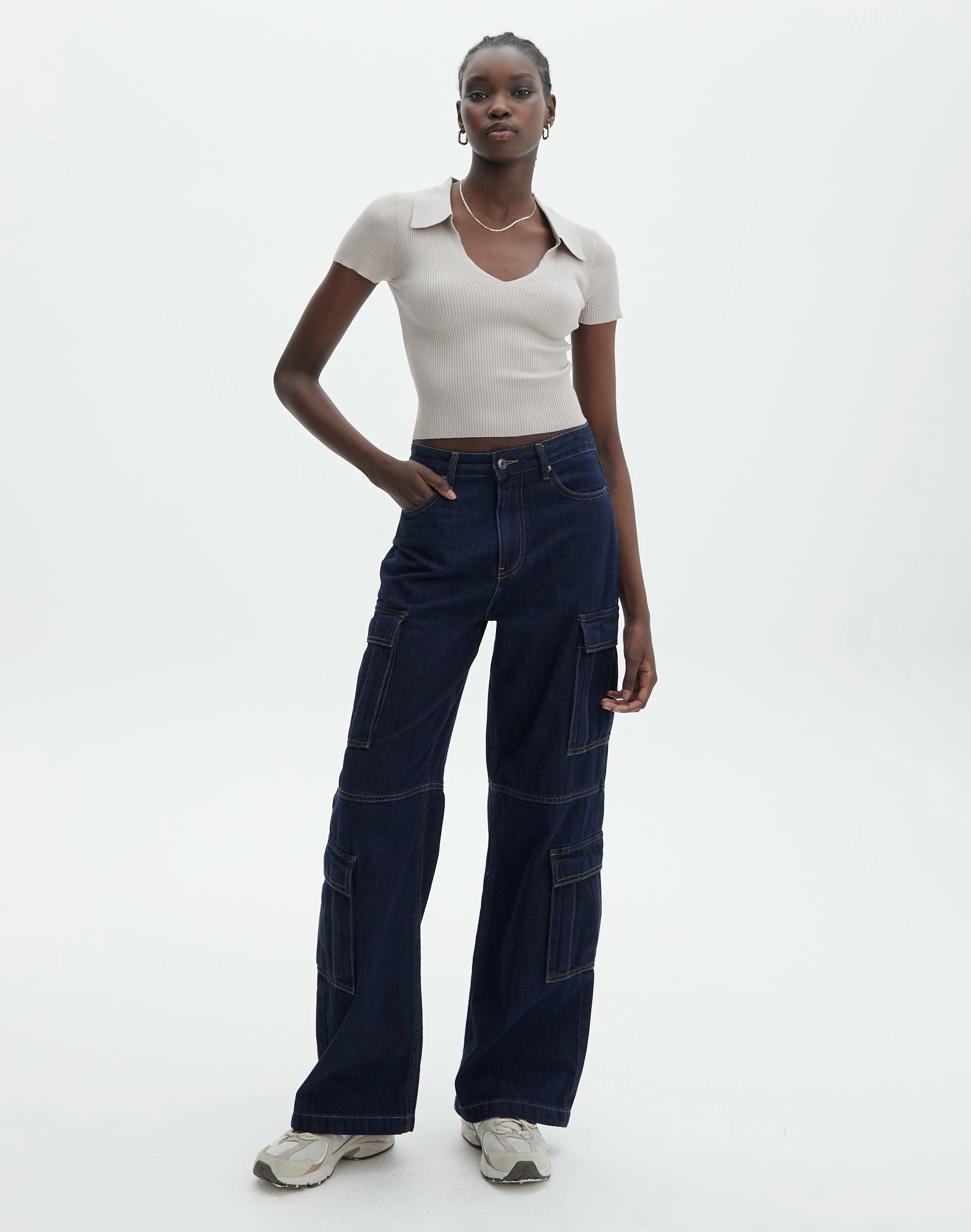 Collared Ribbed Knit Crop Top 9 Collared Ribbed Knit Crop Top - Image 7