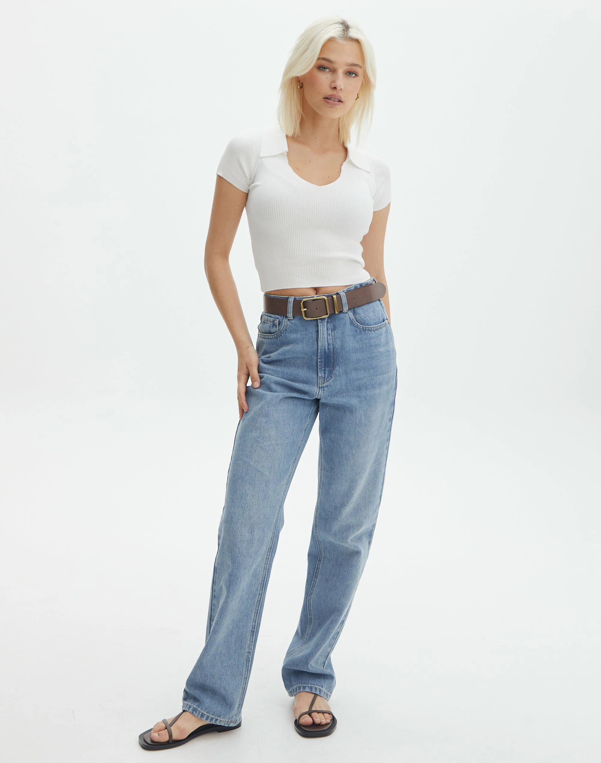 Collared Ribbed Knit Crop Top 14 Collared Ribbed Knit Crop Top - Image 12