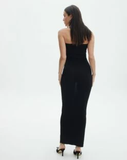 Sculpted Glitter Maxi Dress -Glassons Store sangria sparkle strapless slim black back kd117623lur