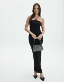 Sculpted Glitter Maxi Dress -Glassons Store sangria sparkle strapless slim black full kd117623lur