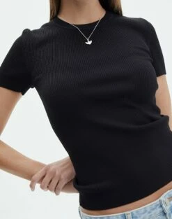 Knit Long Line T-Shirt -Glassons Store saphi short sleeve rib tee black imageback ks119955vn