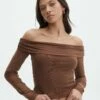 Foldover Off Shoulder Long Sleeve Top 1 Foldover Off Shoulder Long Sleeve Top -Glassons Store sinka off the shoulder mesh top deep umber front tl119588rmsh