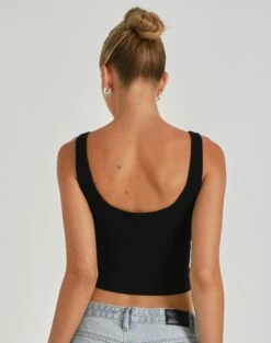 Scoop Neck Rib Tank -Glassons Store snape scoop crop black back kv92429rib