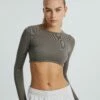 Seamless Cropped Long Sleeve -Glassons Store sophie super cropped seamless top cypress front tl101259rsml