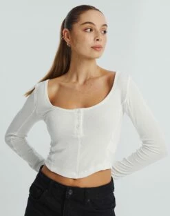 Luxe Lounge Modal Long Sleeve Button Crop Top