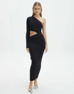 High Neck Curve Hem Knit Tank Top -Glassons Store stella one sleeve black front kd129008vn 2