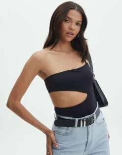 Cut Out Ribbed Knit Top 39 Cut Out Ribbed Knit Top -Glassons Store sully peachy bodysuit black front tb95431pch 1