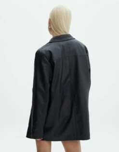 Oversized Faux Leather Double Pocket Shacket -Glassons Store sunny pu shacket black back jw73862pu