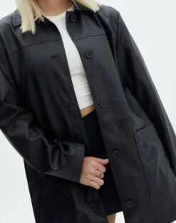 Oversized Faux Leather Double Pocket Shacket -Glassons Store sunny pu shacket black imageback jw73862pu