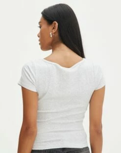 Cropped V Neck Tee -Glassons Store susu v neck top snow marle back ts122528rib