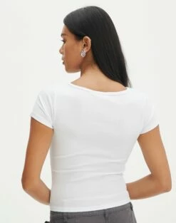Cropped V Neck Tee -Glassons Store susu v neck top white back ts122528rib