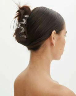 Sculpted Glitter Maxi Dress -Glassons Store swiggle claw clip clear front ha130787clp 1