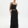 Linen Blend Tiered Maxi Skirt -Glassons Store t boppie tiered linen maxi skirt black front sl120340tlv