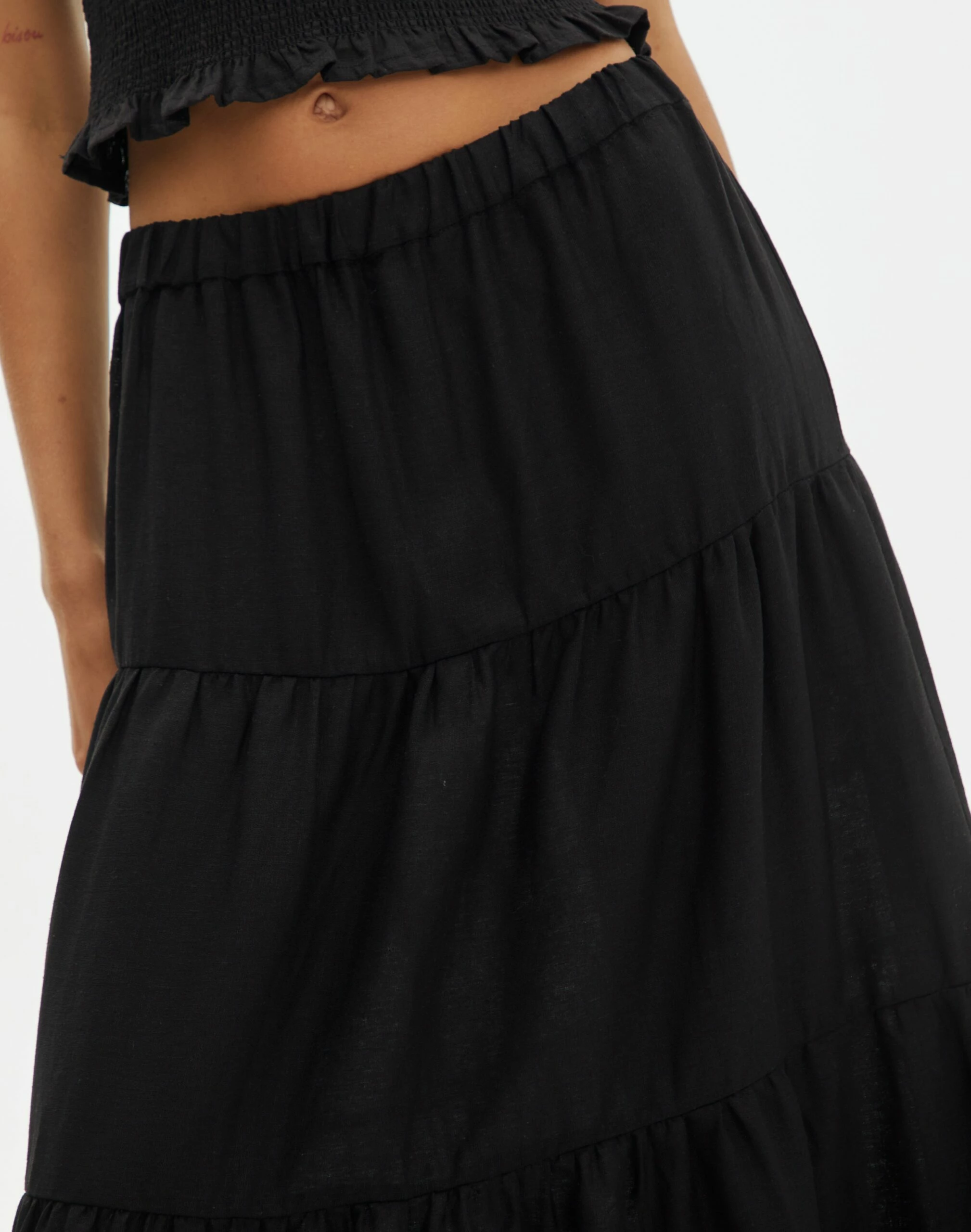 Linen Blend Tiered Maxi Skirt 5 Linen Blend Tiered Maxi Skirt - Image 4