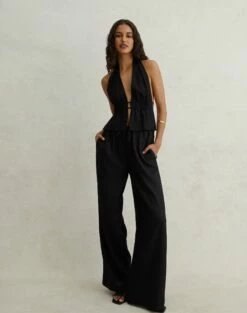 Faux Leather Moto Zip Straight Leg Pant -Glassons Store t co dallas linen pant black front pw115995tlv 3