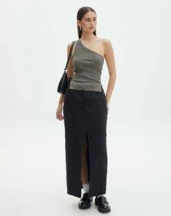 One Shoulder Split Side Knit Top -Glassons Store t co mango one shoulder knit cypress full kv55101tknt