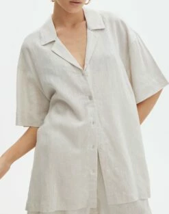 Short Sleeve Linen Blend Shirt -Glassons Store t dizzy slit oversized shirt head in the sandmilk imageback bs118684tcd