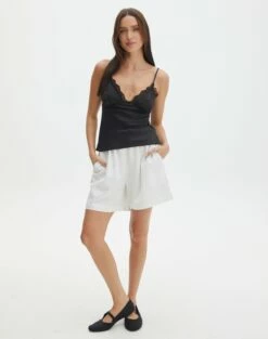 Knit Off The Shoulder Crop Top -Glassons Store t kez longline linen short white front sw118936tlv