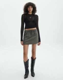 Linen Blend Mini Skirt -Glassons Store t mila tie waist mini skirt cypress front ss116071tlv 1