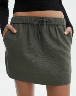 Linen Blend Mini Skirt -Glassons Store t mila tie waist mini skirt cypress full ss116071tlv