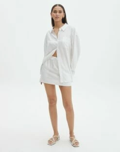 Linen Blend Mini Skirt -Glassons Store t mila tie waist mini skirt white detail ss116071tlv