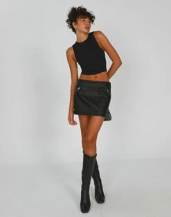 Faux Leather Zip Mini Skirt