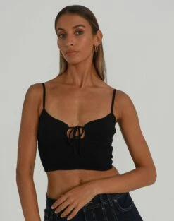 Cut Out Ribbed Knit Top 33 Cut Out Ribbed Knit Top -Glassons Store tommo tie knit top black front kv76324rib 18