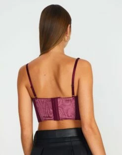 Velvet Tie Front Lace Trim Corset Top 17 Velvet Tie Front Lace Trim Corset Top -Glassons Store varna velvet bralette berry the hatchet back ut109831vel