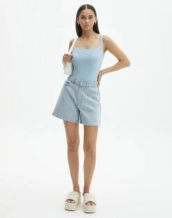Supersoft Square Neck Bodysuit -Glassons Store veronika square neck bodysuit blue bubble full tb54146pln