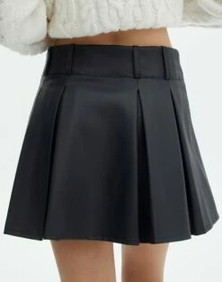 Faux Leather Pleated Mini Skirt 22 Faux Leather Pleated Mini Skirt -Glassons Store violet pleated pu mini skirt black back ss102476pu
