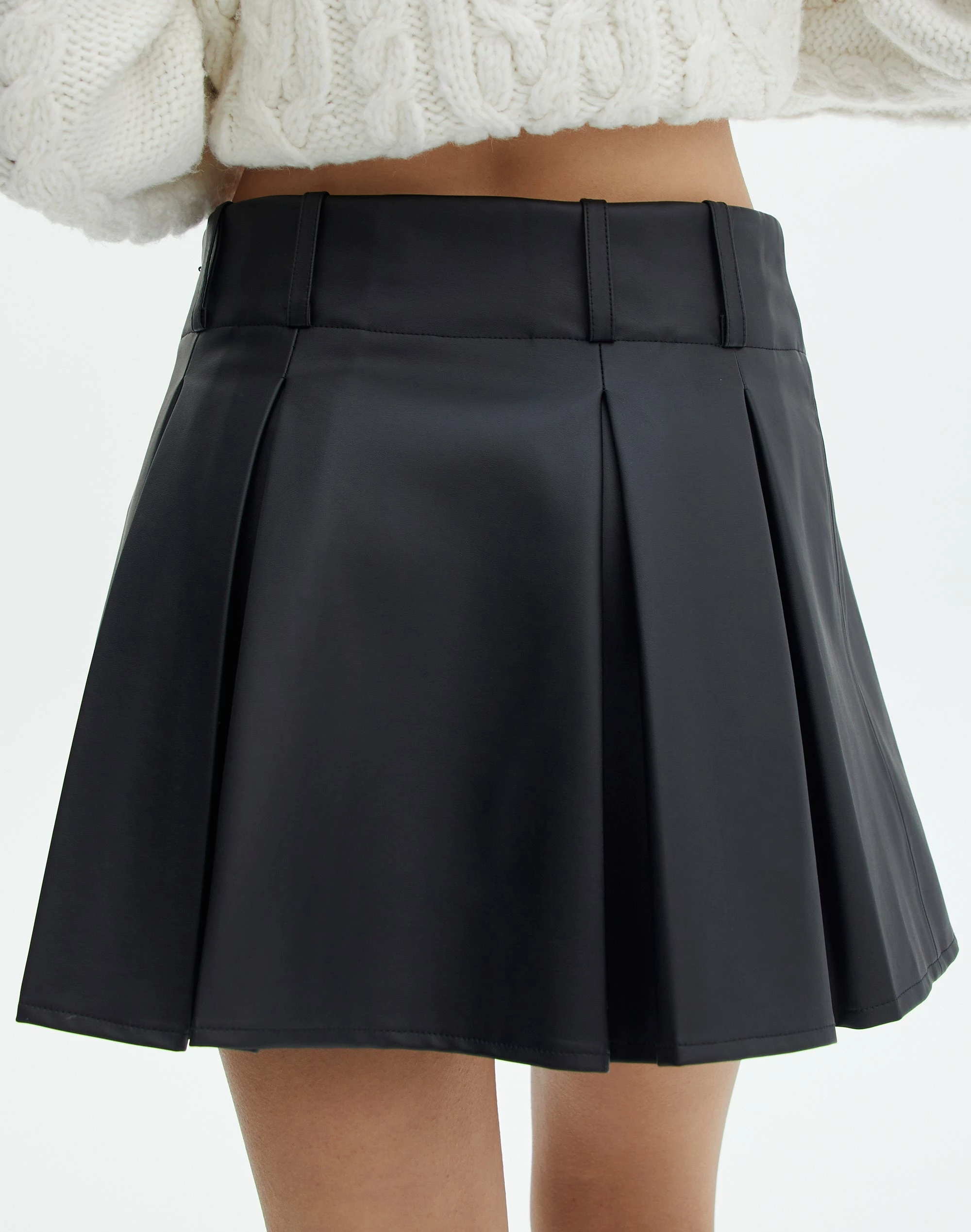Faux Leather Pleated Mini Skirt 5 Faux Leather Pleated Mini Skirt - Image 3