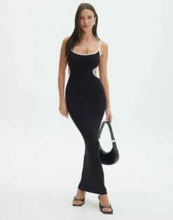 Ribbed Off Shoulder Long Sleeve Maxi Dress 41 Ribbed Off Shoulder Long Sleeve Maxi Dress -Glassons Store willa cut out knit midi dress blackwhite front kd135670vis 6