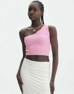 One Shoulder Ribbed Tank -Glassons Store wirius one shoulder smell the roses front kv44069rib