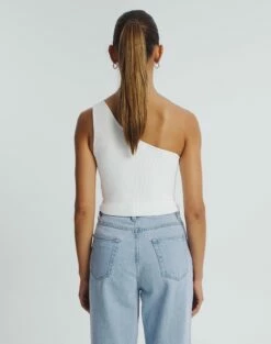 One Shoulder Ribbed Tank -Glassons Store wirius one shoulder white back kv44069rib