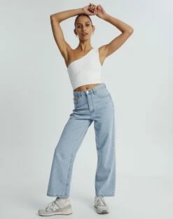 One Shoulder Ribbed Tank -Glassons Store wirius one shoulder white full kv44069rib