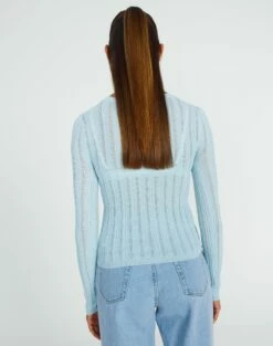 Sheer Ribbed Long Sleeve Knit Top -Glassons Store zara sheer crepe crew put things on ice back kl89942sc