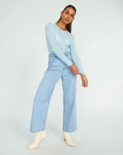 Sheer Ribbed Long Sleeve Knit Top -Glassons Store zara sheer crepe crew put things on ice full kl89942sc