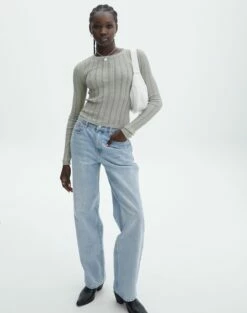 Sheer Ribbed Long Sleeve Knit Top -Glassons Store zara sheer crepe crew when in sprout full kl89942sc