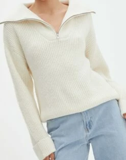 Oversized Quarter Zip Knit Jumper -Glassons Store ziggy zip oversized knit bad to the bone imageback kl95134cot